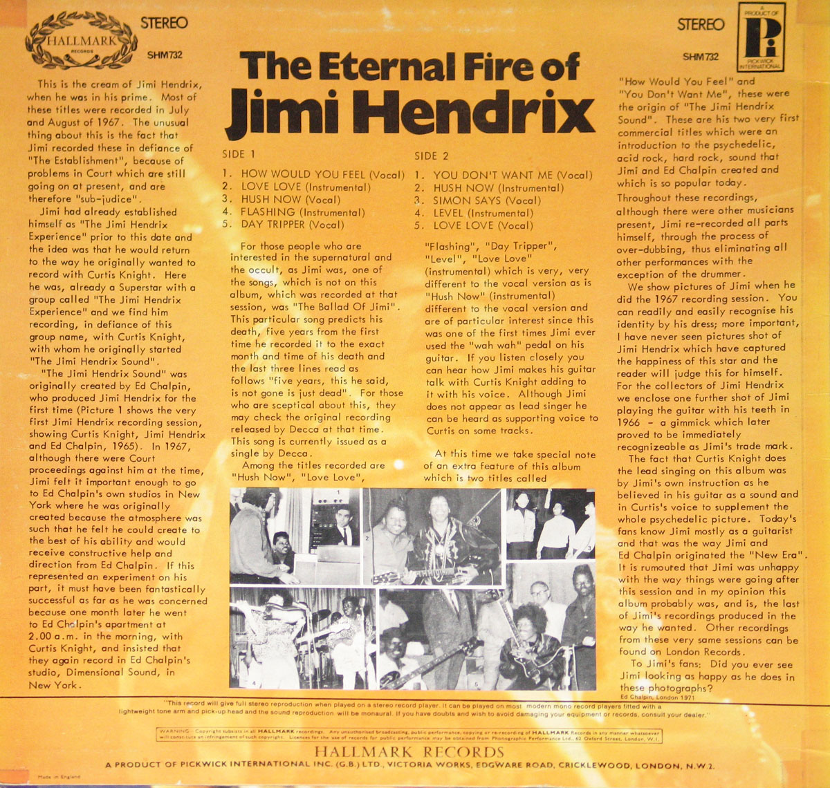 Extensive Liner notes on the history of Jimi Hendrix working for Curtis Knight  